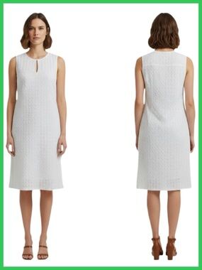 Cynthia Rowley White Cotton Eyelet Sleeveless Shift Dress